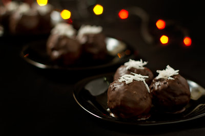 Chocolate covered coconut laddu